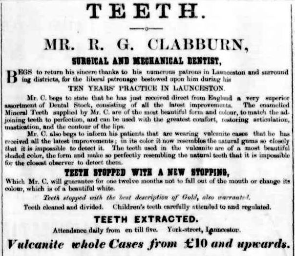 R.G. Clabburn advert for dental services